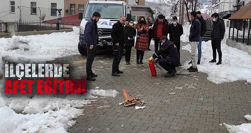 İLÇELERDE AFET EĞİTİMİ DÜZENLENDİ