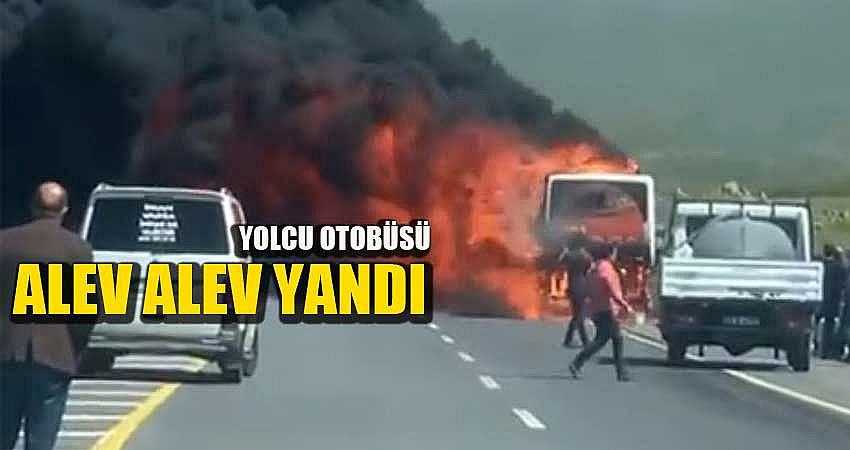 YOLCU OTOBÜSÜ ALEV ALEV YANDI